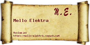 Mello Elektra névjegykártya